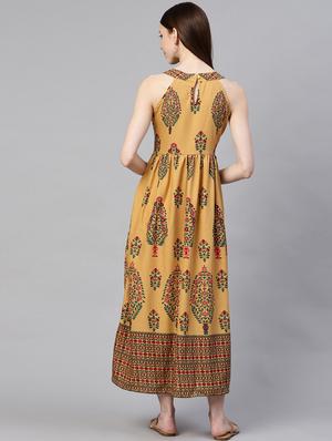 halter neck printed a-line dress - 17361911 - Standard Image - 3