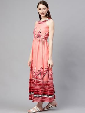 halter neck printed a-line dress - 17361912 - Standard Image - 2