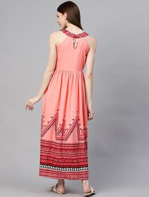 halter neck printed a-line dress - 17361912 - Standard Image - 3