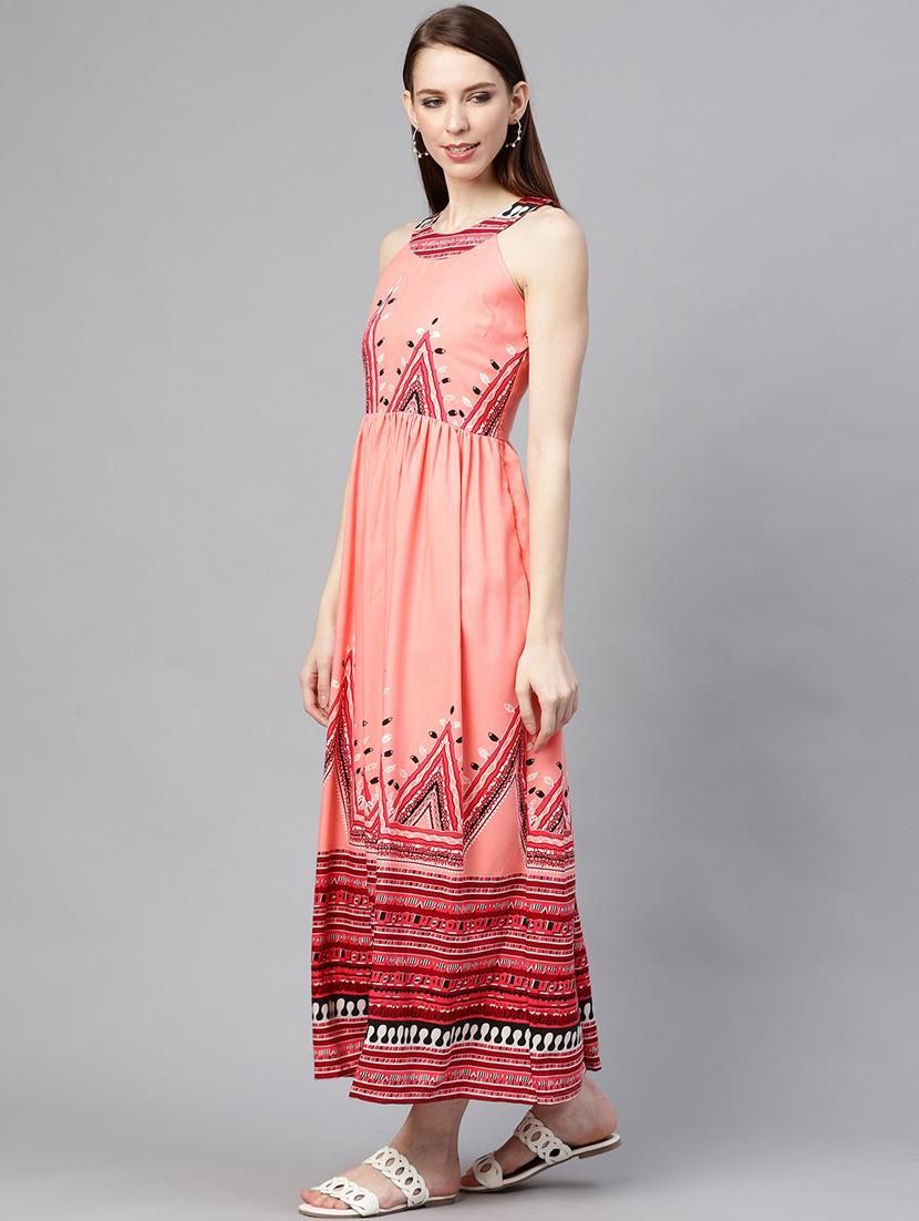 halter neck printed a-line dress - 17361912 - Zoom Image - 2