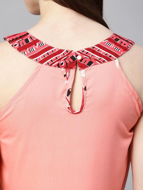halter neck printed a-line dress - 17361912 - Zoom Image - 4