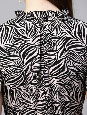 mandarin neck animal a-line dress - 17361917 - Standard Image - 4