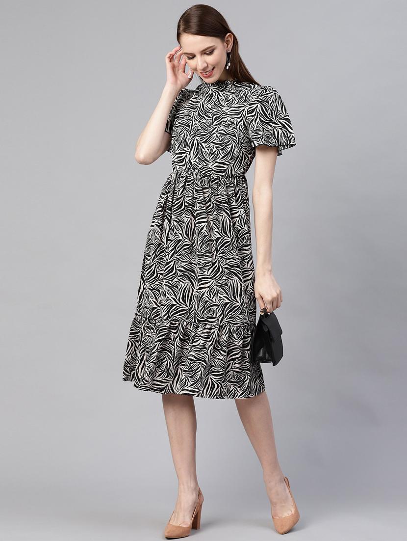 mandarin neck animal a-line dress - 17361917 - Zoom Image - 2