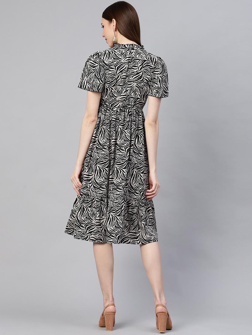 mandarin neck animal a-line dress - 17361917 - Zoom Image - 3