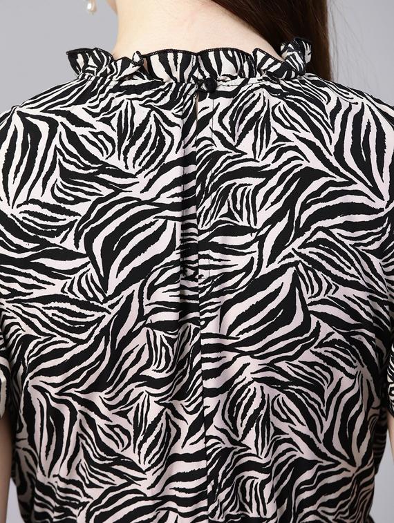 mandarin neck animal a-line dress - 17361917 - Zoom Image - 4
