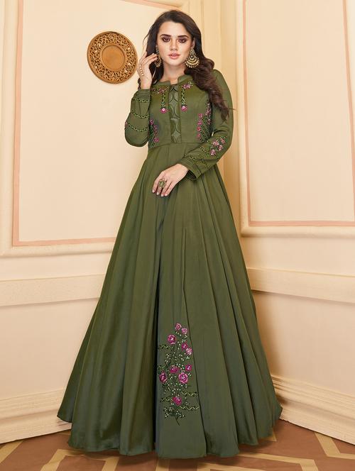 embroidered flared gown - 17363045 - Very Small Image - 1