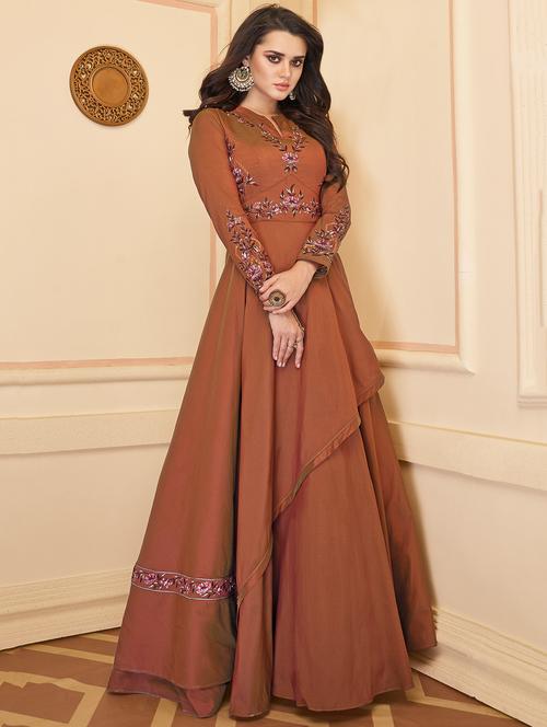 embroidered flared gown - 17363046 - Very Small Image - 1