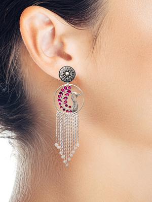 pink brass drop earring - 17363063 - Standard Image - 3