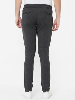 black solid flat front casual trouser - 17363065 - Standard Image - 3
