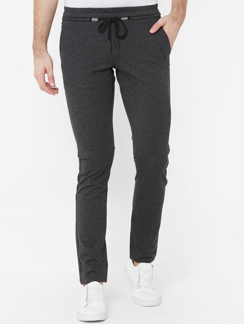 black solid flat front casual trouser - 17363065 - Zoom Image - 1