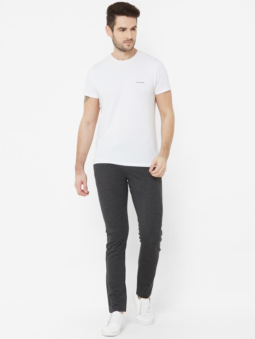black solid flat front casual trouser - 17363065 - Zoom Image - 4