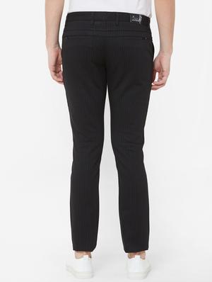 black striped flat front casual trouser - 17363084 - Standard Image - 3