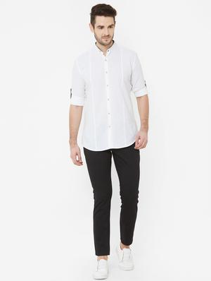 black striped flat front casual trouser - 17363084 - Standard Image - 4