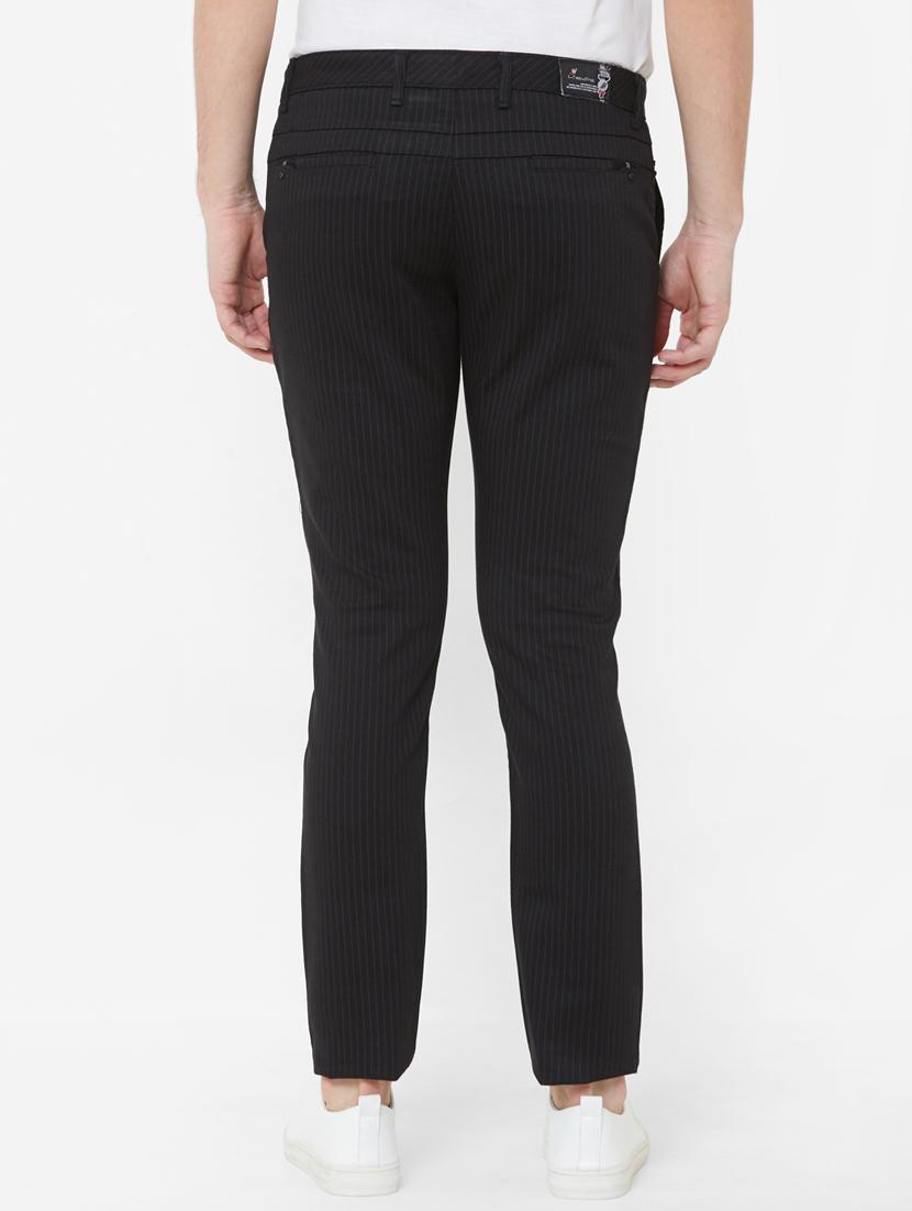 black striped flat front casual trouser - 17363084 - Zoom Image - 3