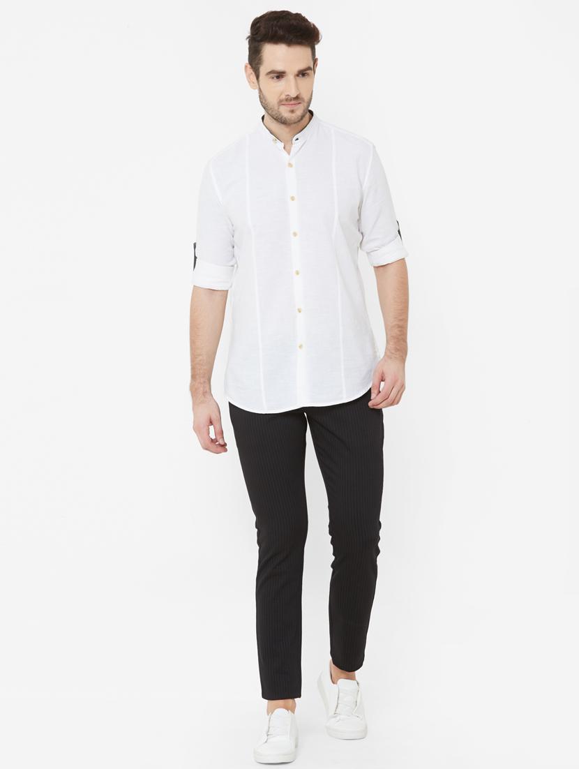 black striped flat front casual trouser - 17363084 - Zoom Image - 4