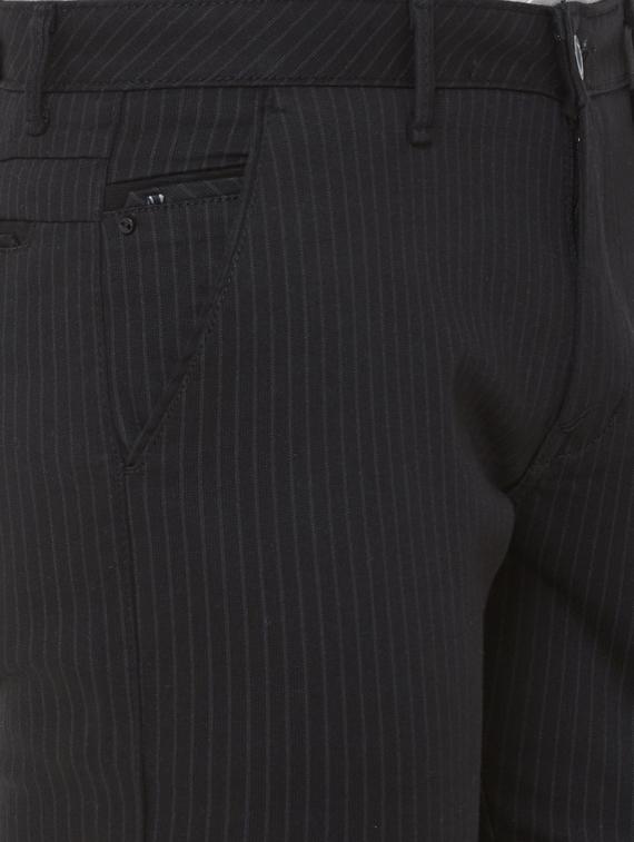 black striped flat front casual trouser - 17363084 - Zoom Image - 5