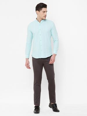 grey solid flat front casual trouser - 17363089 - Standard Image - 4