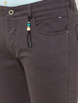 grey solid flat front casual trouser - 17363089 - Standard Image - 5