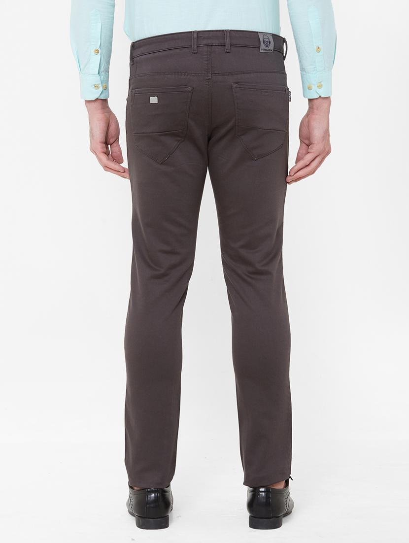 grey solid flat front casual trouser - 17363089 - Zoom Image - 3