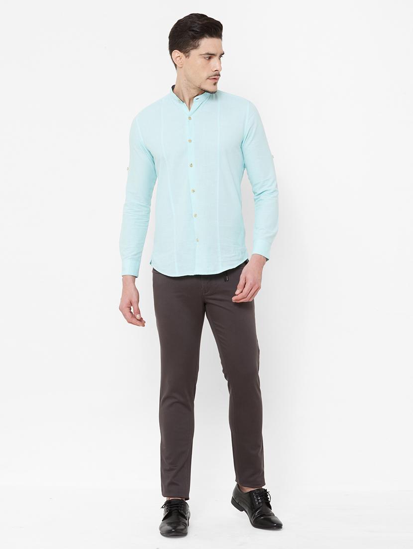 grey solid flat front casual trouser - 17363089 - Zoom Image - 4