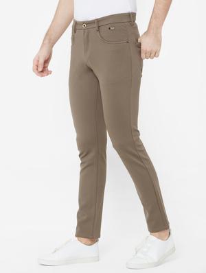 brown solid chinos - 17363126 - Standard Image - 2
