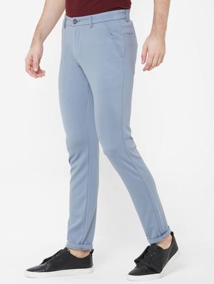 blue solid chinos - 17363134 - Standard Image - 2