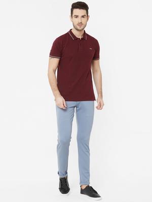 blue solid chinos - 17363134 - Standard Image - 4