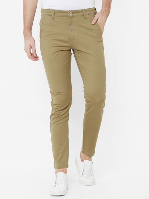 khaki solid chinos - 17363147 - Standard Image - 1