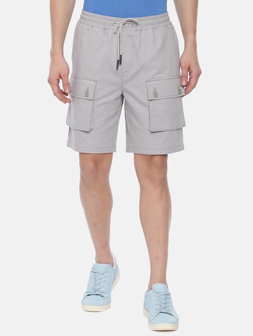 grey solid cargo short - 17363835 - Standard Image - 1