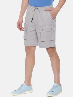 grey solid cargo short - 17363835 - Standard Image - 2