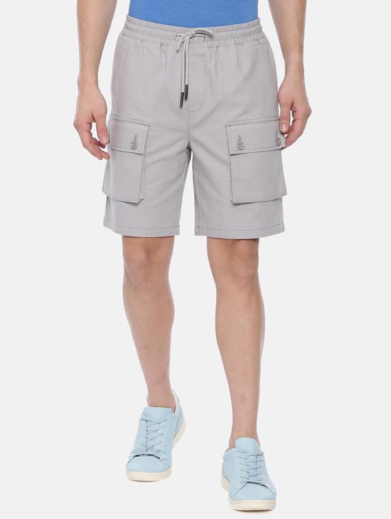 grey solid cargo short - 17363835 - Zoom Image - 1