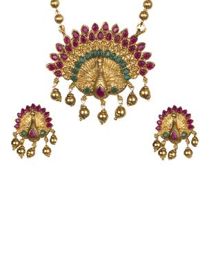 gold brass long necklace - 17363889 - Standard Image - 3