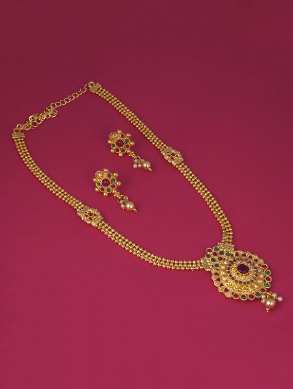 gold brass necklaces and earring - 17363952 - Zoom Image - 1