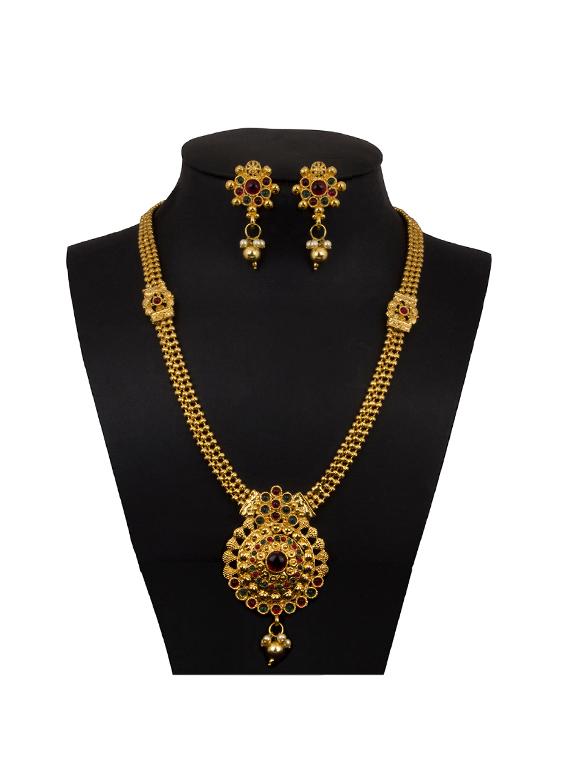 gold brass necklaces and earring - 17363952 - Zoom Image - 2