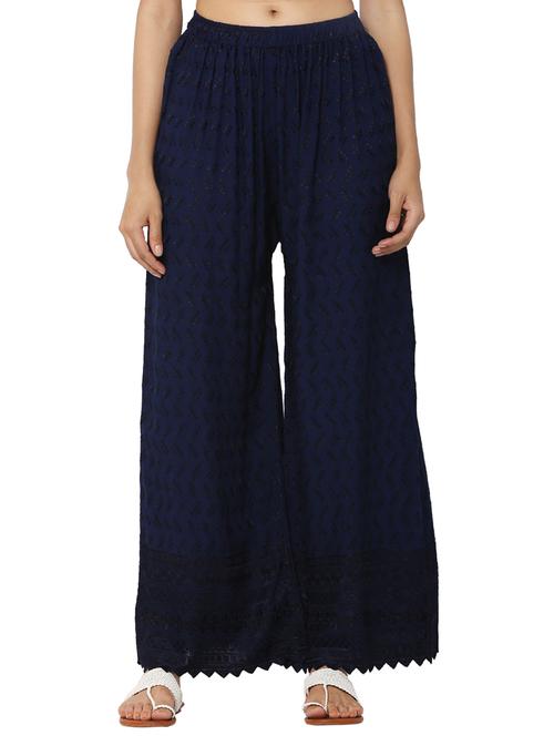 high rise embroidered palazzo - 17364113 - Standard Image - 1