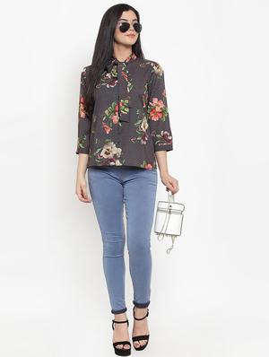 tie up neck floral top - 17364122 - Standard Image - 4