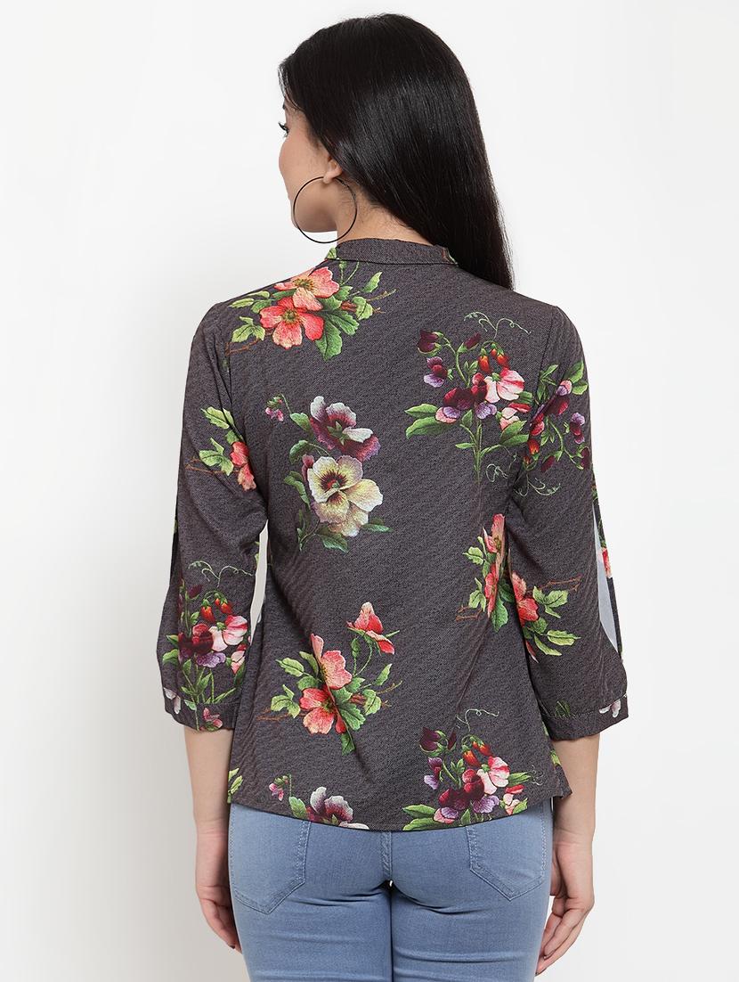 tie up neck floral top - 17364122 - Zoom Image - 3