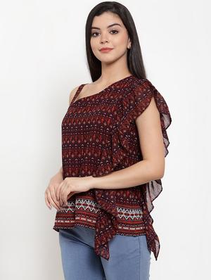 single shoulder printed top - 17364124 - Standard Image - 2