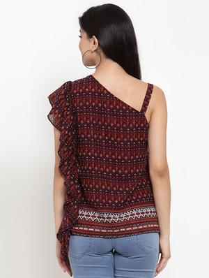 single shoulder printed top - 17364124 - Standard Image - 3