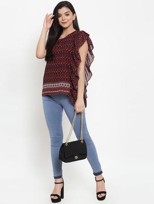 single shoulder printed top - 17364124 - Standard Image - 4