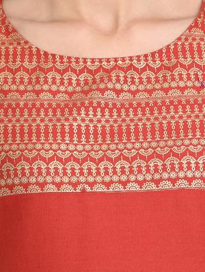 gold print straight kurta - 17364149 - Standard Image - 4