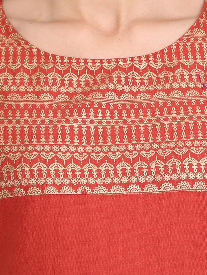 gold print straight kurta - 17364149 - Zoom Image - 4