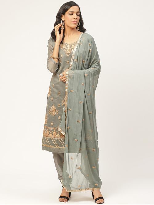 embroidered unstitched suit - 17364232 - Standard Image - 1