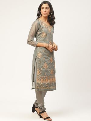 embroidered unstitched suit - 17364232 - Standard Image - 2