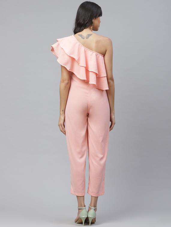 single ruffle shoulder full leg jumpsuit - 17364471 - Zoom Image - 3