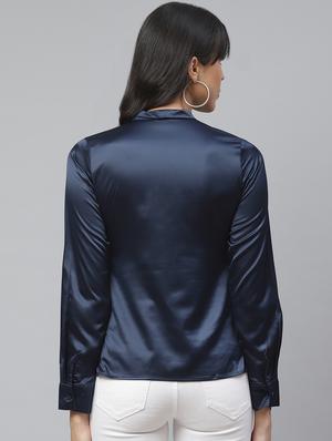 tie up neck satin top - 17364478 - Standard Image - 3