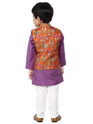 purple cotton kurta set - 17366142 - Standard Image - 3