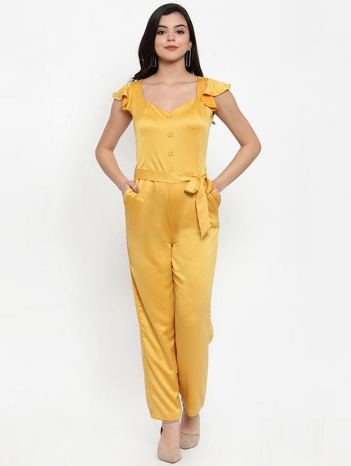 tie front full leg jumpsuit - 17366209 - Standard Image - 1
