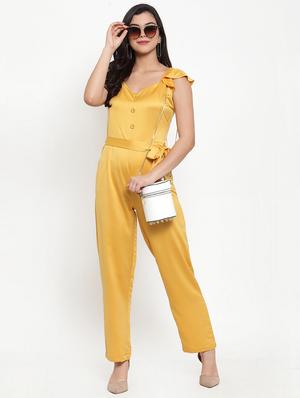 tie front full leg jumpsuit - 17366209 - Standard Image - 4