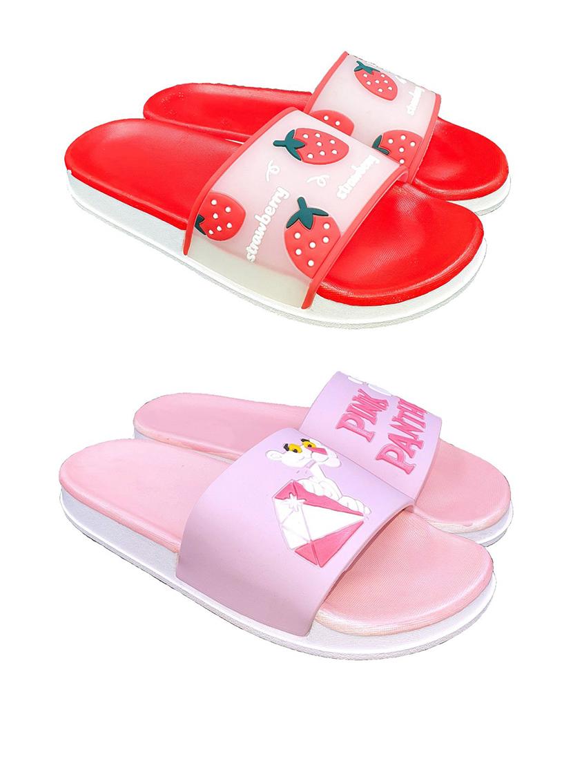 set of 2 multi colored slide flip flops - 17366924 - Zoom Image - 1